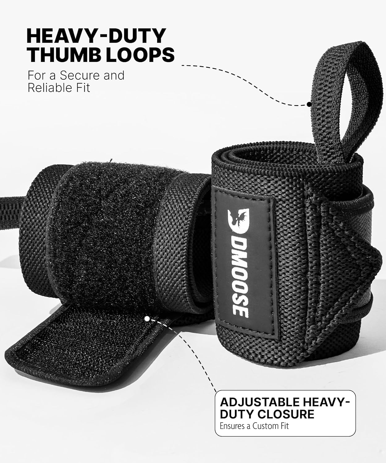 18" Heavy-Duty Wrist Wraps for Weightlifting with Thumb Loop - USPA Approved Support and Pain Relief for Men and Women