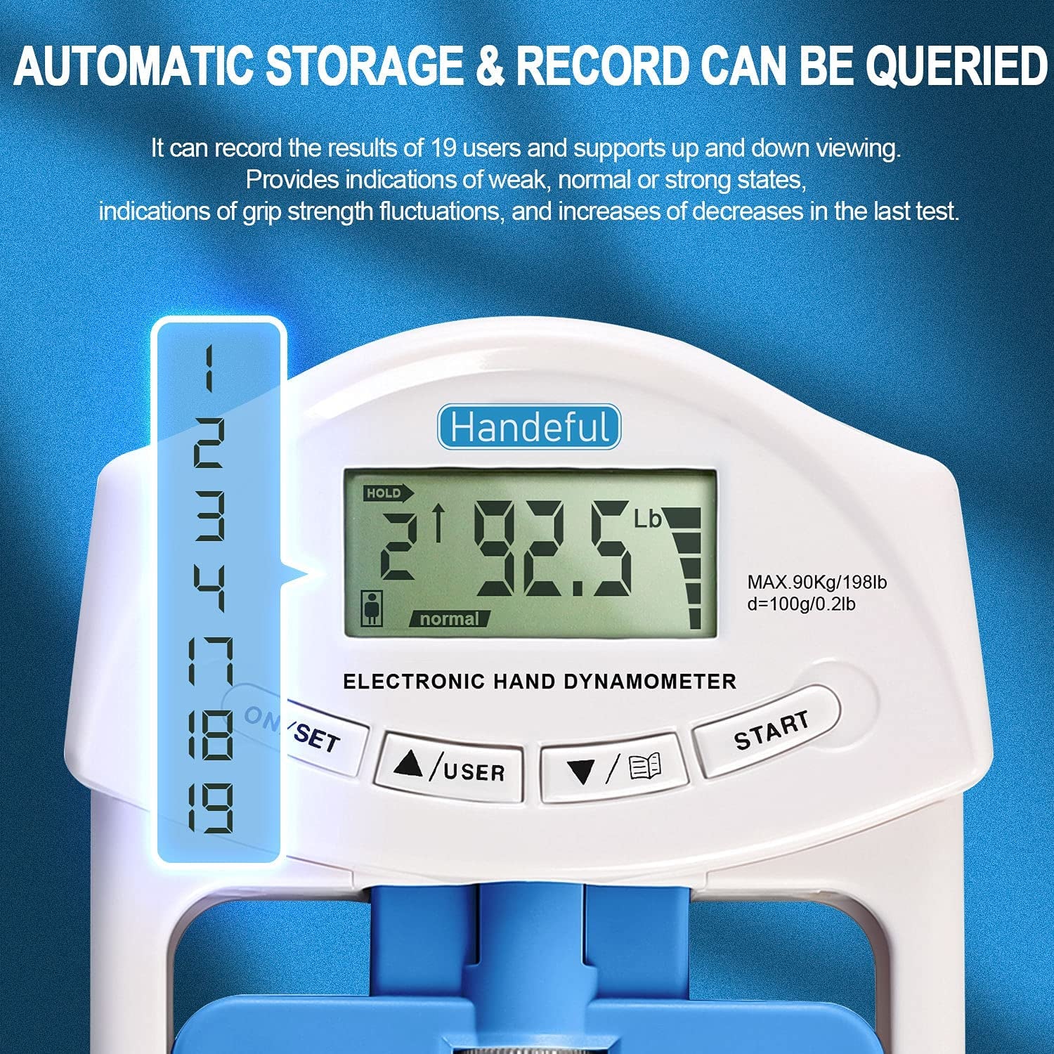 Grip Strength Tester - Handheld Dynamometer for Measuring Grip Strength, Ideal for Sports, Education, and Home Use
