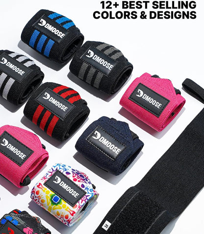 18" Heavy-Duty Wrist Wraps for Weightlifting with Thumb Loop - USPA Approved Support and Pain Relief for Men and Women