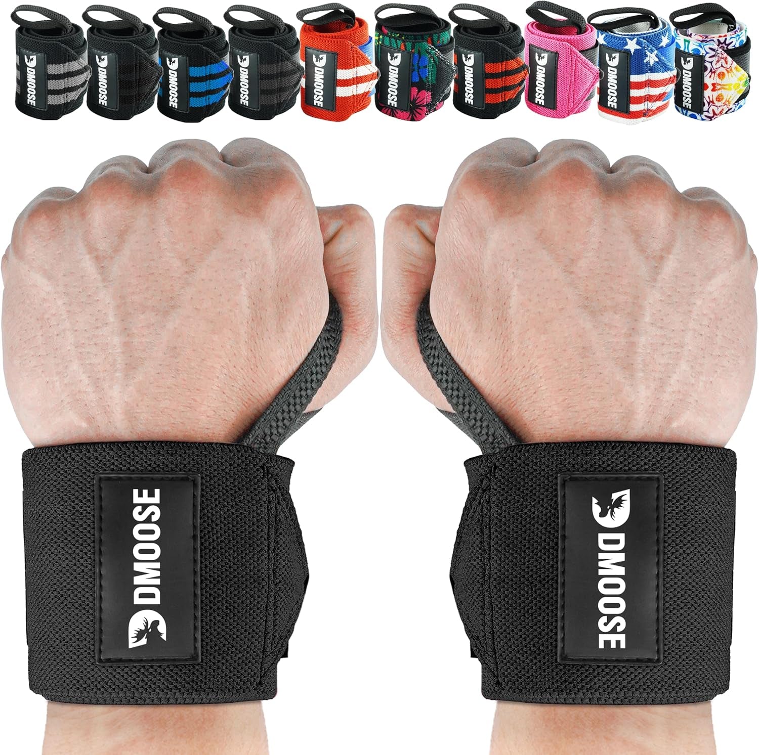 18" Heavy-Duty Wrist Wraps for Weightlifting with Thumb Loop - USPA Approved Support and Pain Relief for Men and Women