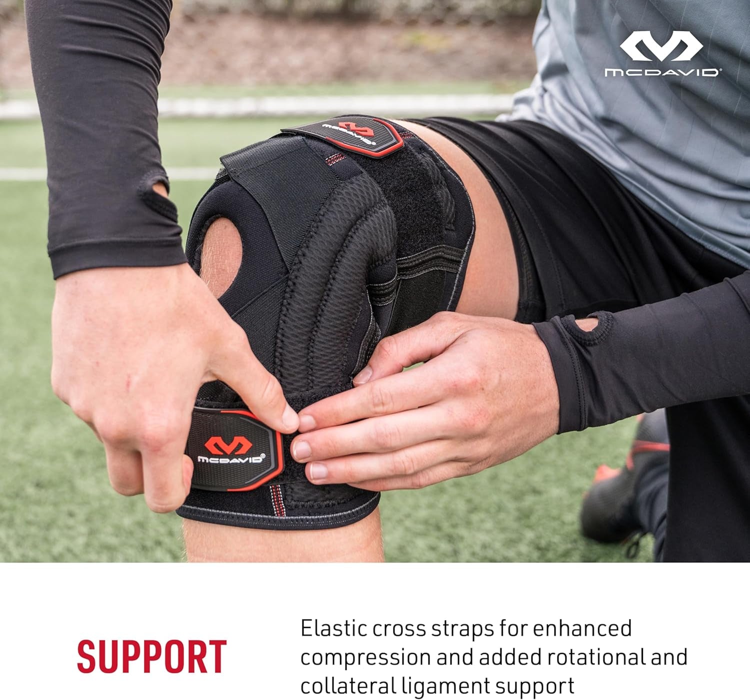 Knee Brace Support with Side Stays, Compression Knee Sleeve & Cross Straps for Patellar Tendon Support, Tendonitis, Arthritis Pain Relief, Recovery, Knee Brace for Men and Women