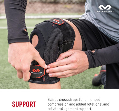 Knee Brace Support with Side Stays, Compression Knee Sleeve & Cross Straps for Patellar Tendon Support, Tendonitis, Arthritis Pain Relief, Recovery, Knee Brace for Men and Women