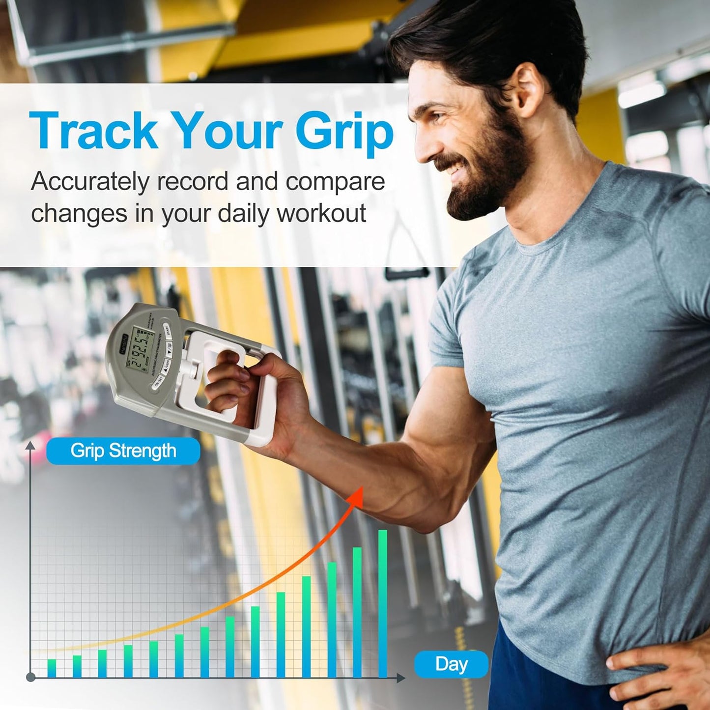 Grip Strength Tester - Handheld Dynamometer for Measuring Grip Strength, Ideal for Sports, Education, and Home Use