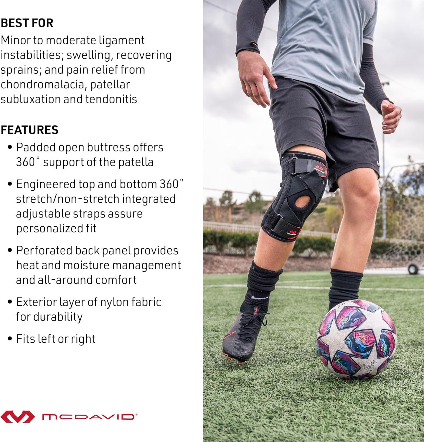 Knee Brace Support with Side Stays, Compression Knee Sleeve & Cross Straps for Patellar Tendon Support, Tendonitis, Arthritis Pain Relief, Recovery, Knee Brace for Men and Women