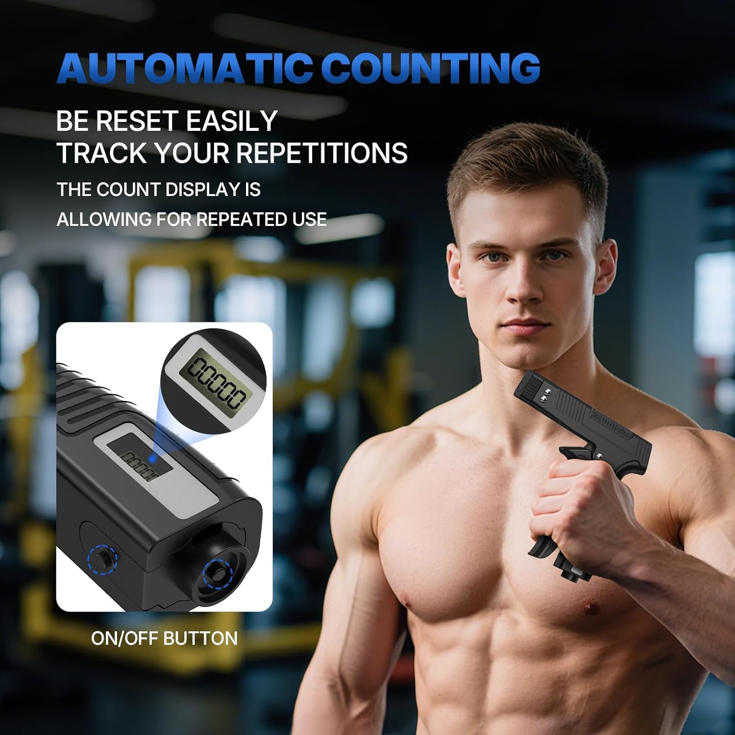 Adjustable Grip Strength Trainer with Digital Counter and Finger Exerciser for Strength Training, Rehabilitation, and Muscle Development