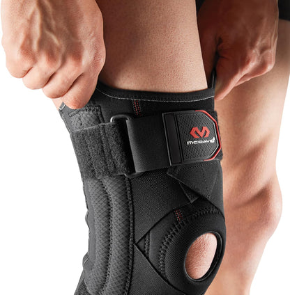 Knee Brace Support with Side Stays, Compression Knee Sleeve & Cross Straps for Patellar Tendon Support, Tendonitis, Arthritis Pain Relief, Recovery, Knee Brace for Men and Women